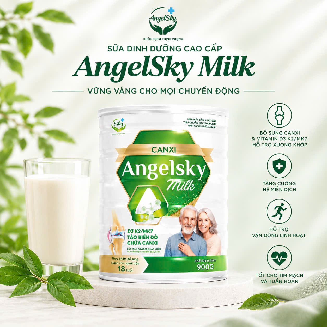 SỮA NON ANGELSKY MILK CANXI 18gr Protein