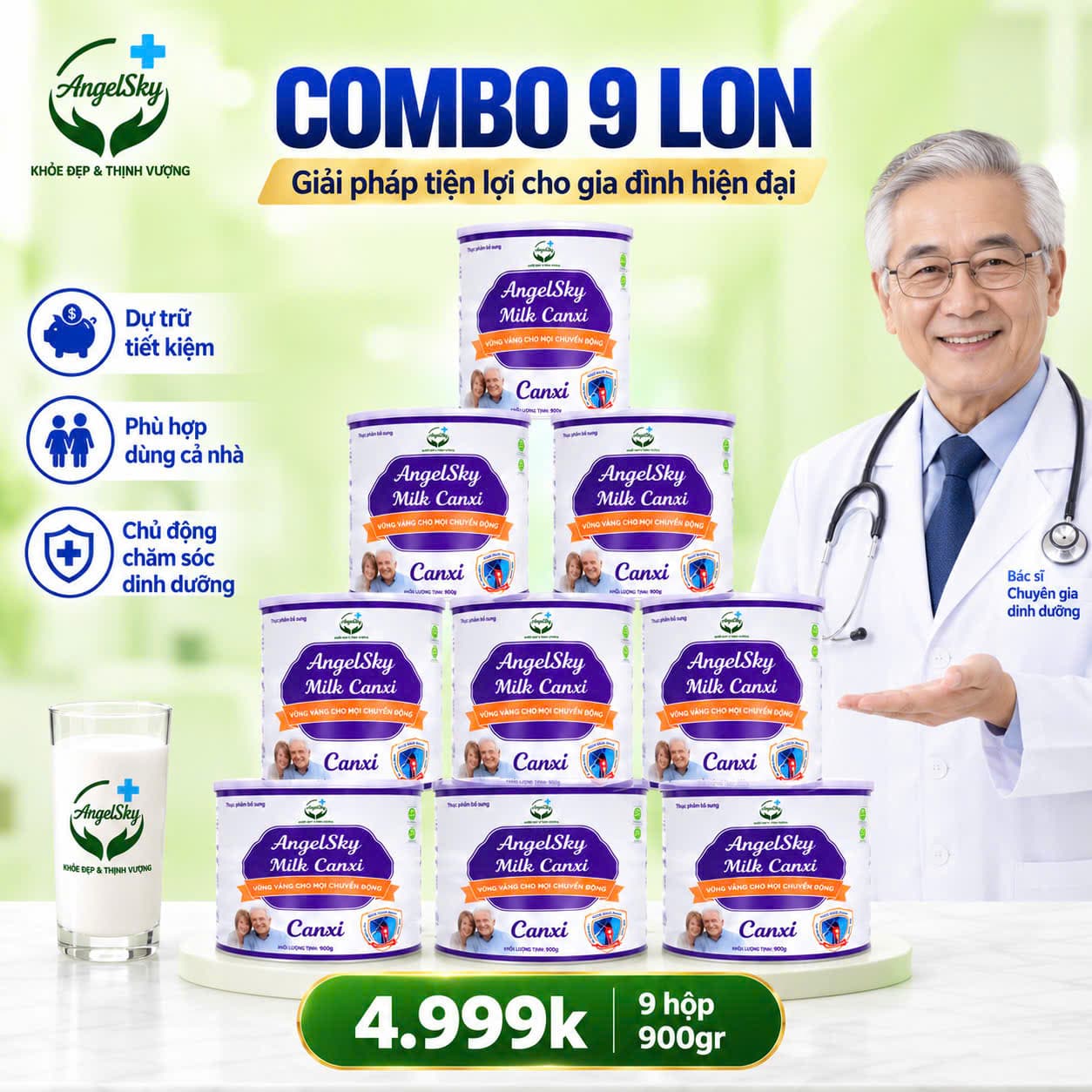 COMBO 150 LON SỮA HẠT DINH DƯỠNG THUẦN CHAY ANGELSKY NUTRINUT 800GR